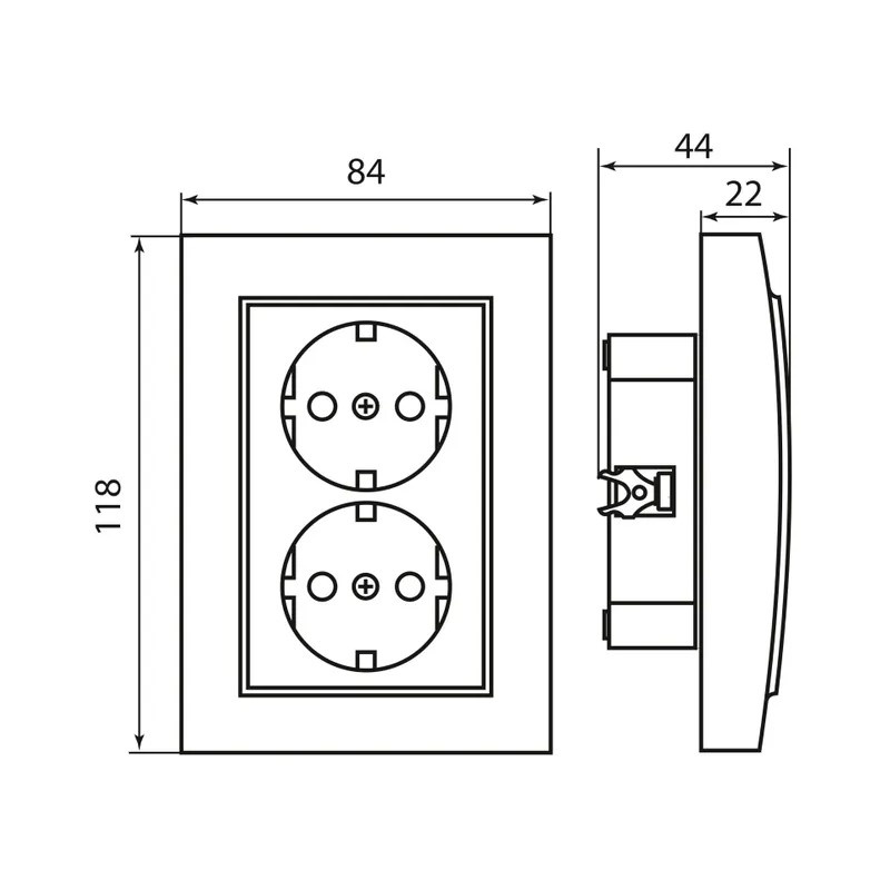 Розетка с/у Минск ERR16-128-200, 2 гнезда, с/з, з/ш, бежевая