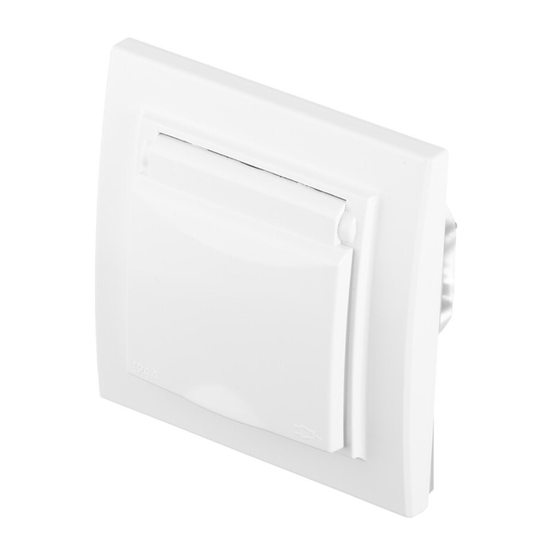 Розетка с/у Минск ERR16-029-100-44, 1 гнездо, с/з, з/ш и крышкой, IP44, белая