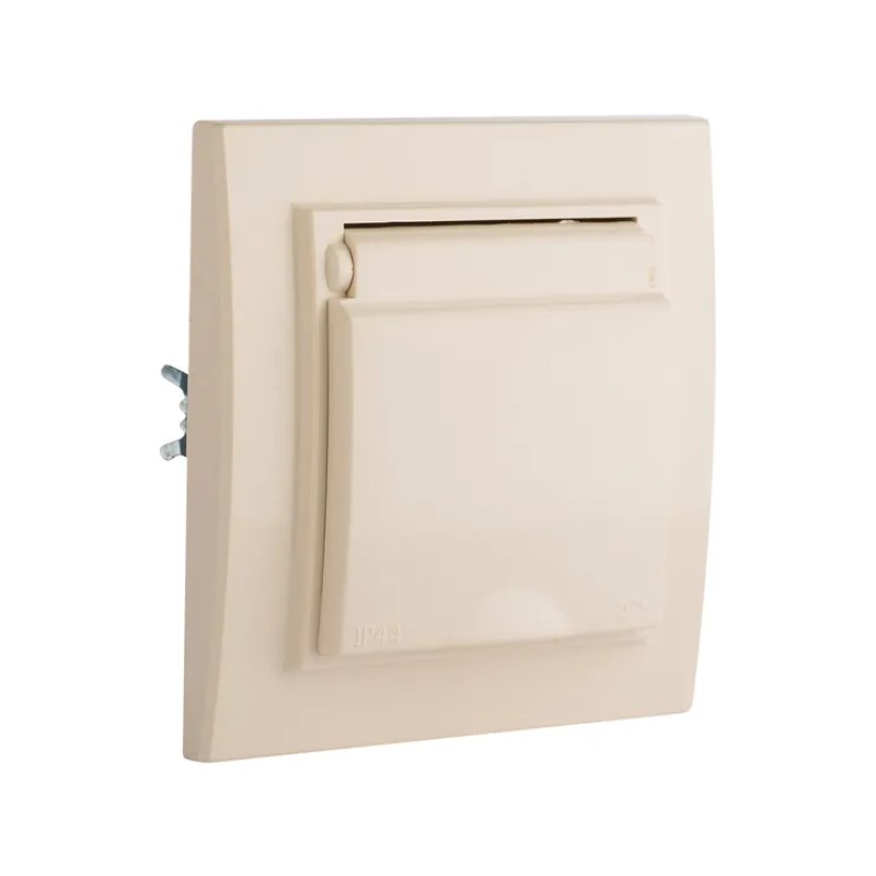 Розетка с/у Минск ERR16-029-200-44, 1 гнездо, с/з, з/ш и крышкой, IP44, бежевая