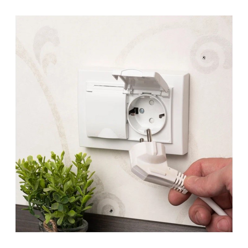 Розетка с/у Минск ERR16-129-200-44, 2 гнезда, с/з, з/ш и крышкой, IP44, белая