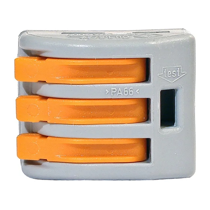 Клемма с рычажком WAGO 222-413 без пасты, 3 провода 0,08-2,5 мм2 (20 шт.)