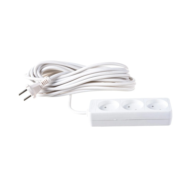 Удлинитель бытовой 481S-1310, 3 гнезда, ПВС, 2200 Вт, б/з, 10 м, белый