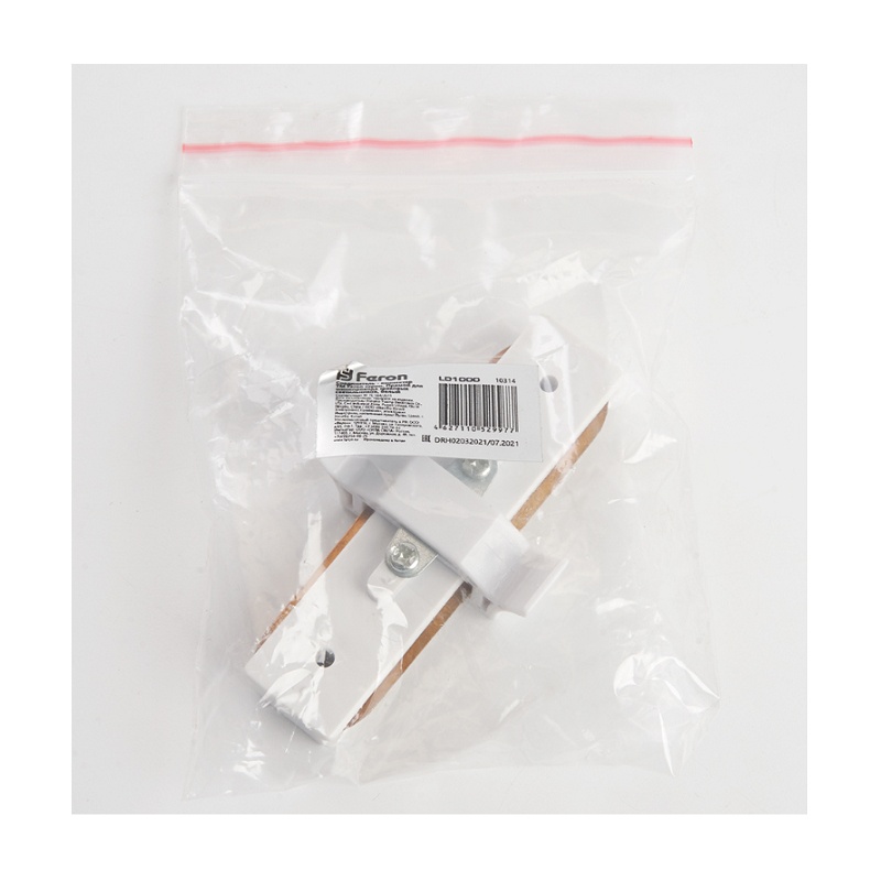 Коннектор I-образный (прямой) для накладного 1ф шинопровода, белый