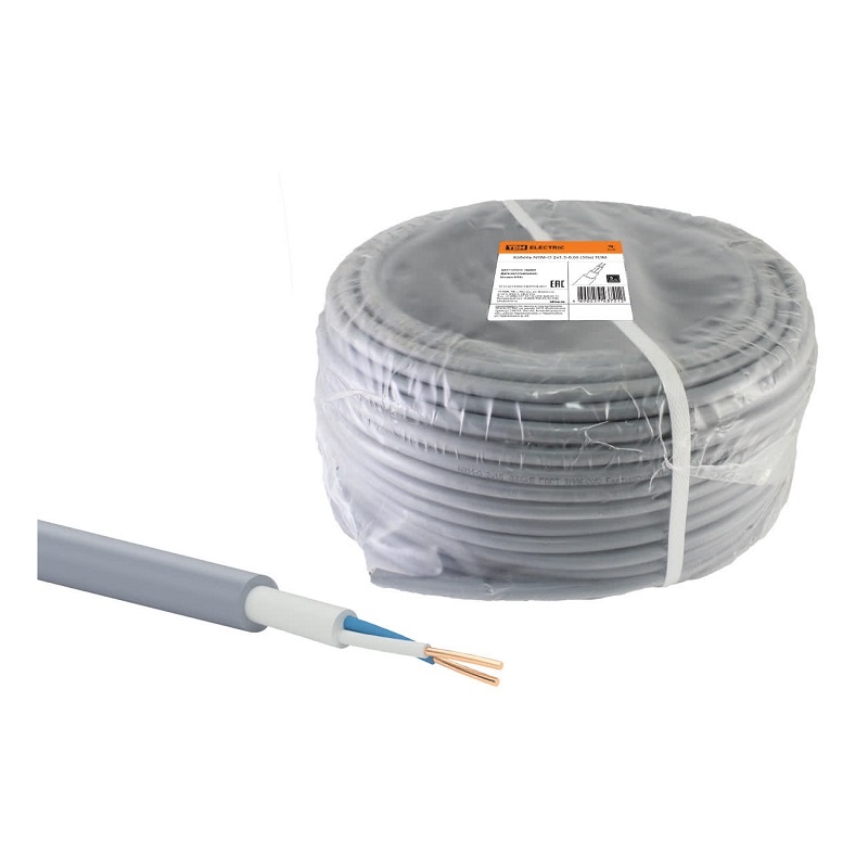 Кабель NYM 2х1,5мм2, серый (1 п.м.)