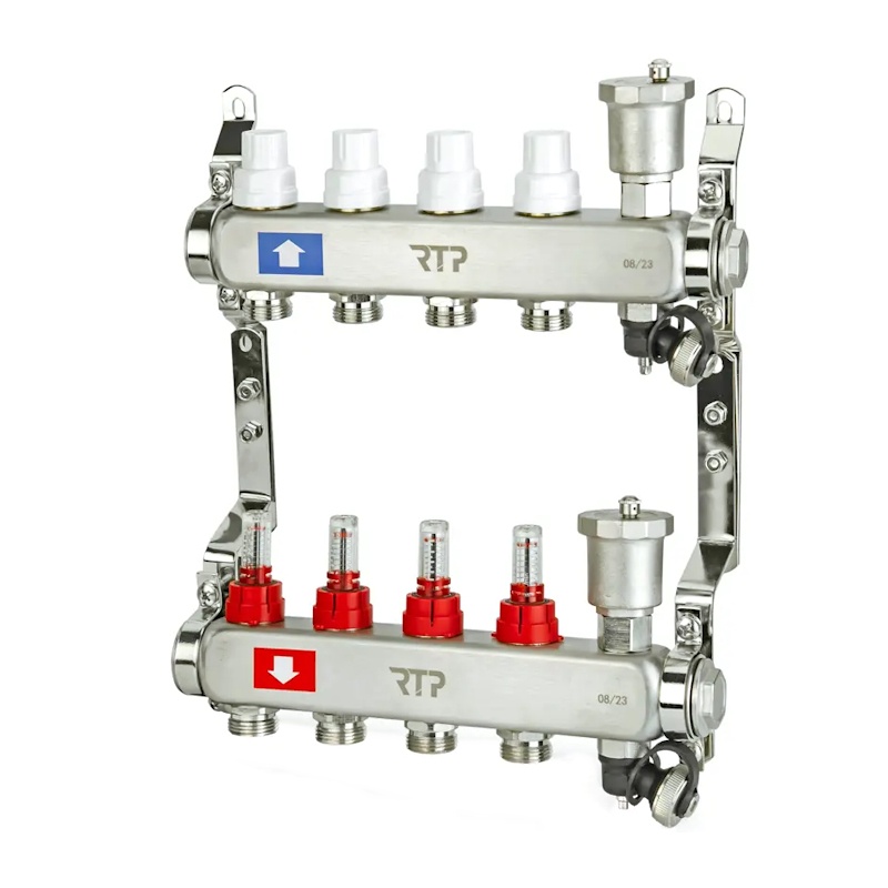 Группа коллекторная RTP 1"х3/4", 4 выхода, 70 градусов, 10 бар