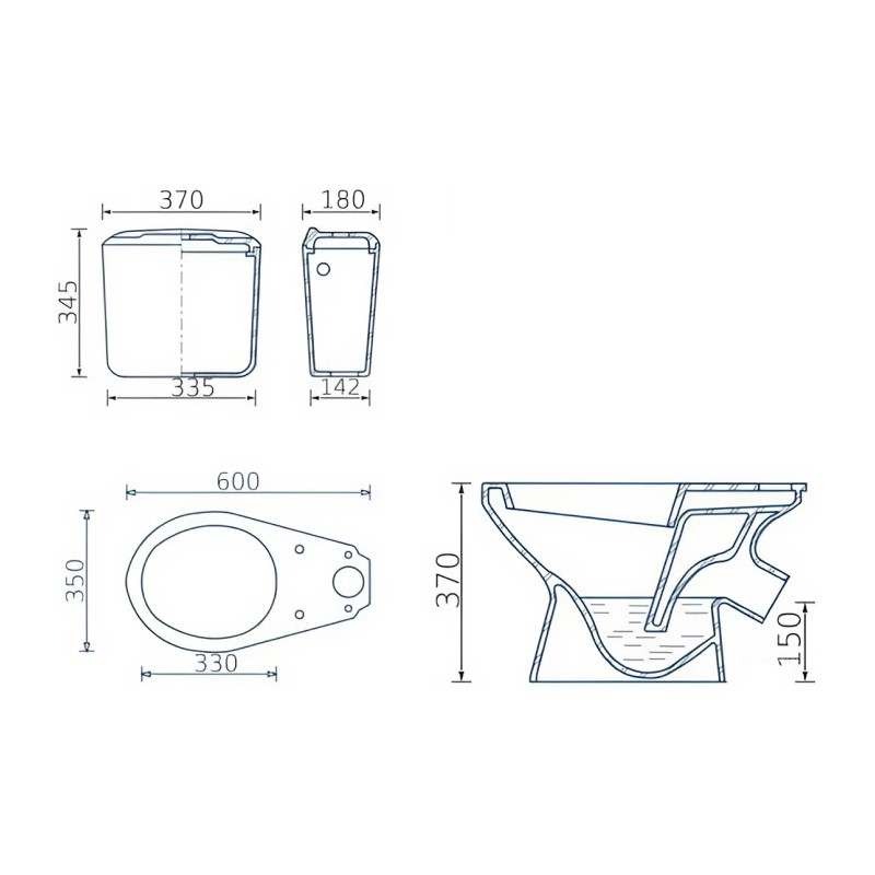 Унитаз-компакт ВКЗ Находка, косой выпуск, 605х350х715 мм