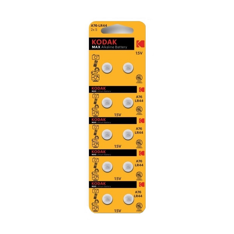 Батарейка алкалиновая Kodak, тип LR44/AG13, 1,5В (10 шт)