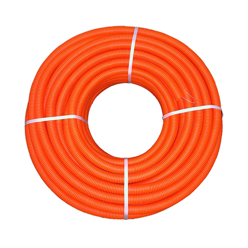 Труба ПНД тяжелая с зондом, d=16 мм, гофра, оранжевая (бухта-100 п.м.)
