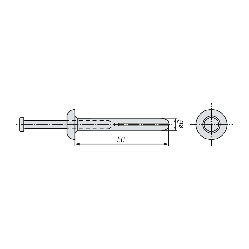 Дюбель-гвоздь металлический SWFS 6х50 (4 шт)