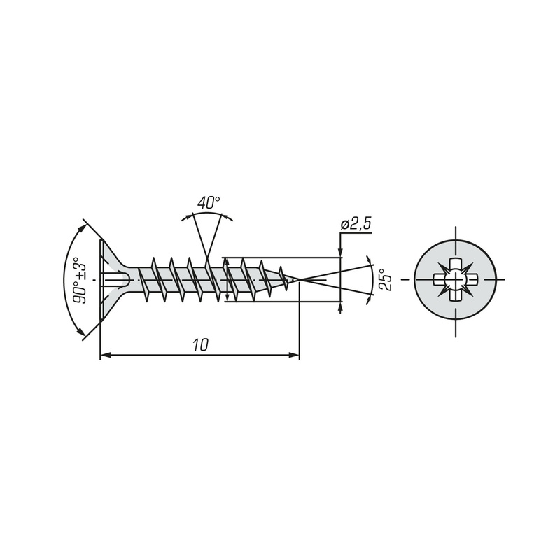 Саморез ШУЖ SWFS 2,5х10 (25 шт) пакетик
