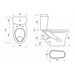 Унитаз-компакт Santeri Воротынский, косой выпуск, 670х370х780 мм