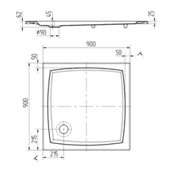 Поддон Универсал Лина, акриловый, 900х900х169 мм