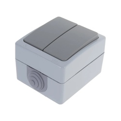 Выключатель о/у Аллегро 1280, 2 клавиши, б/инд, IP54, серая