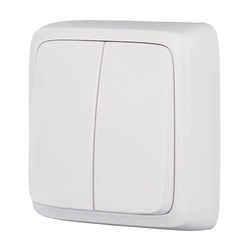 Выключатель о/у Alfa ВА10-153, 2 клавиши, б/инд, белый