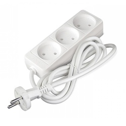 Удлинитель бытовой 481S-1305, 3 гнезда, ПВС, 2200 Вт, б/з, 5 м, белый