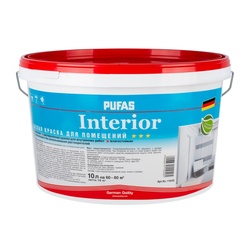 Краска интерьерная Pufas Interior oснова А, влагостойкая, белая, НГ КМ0 (10 л)