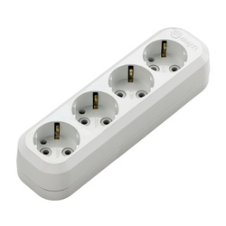 Колодка 4 гнезда Makel MGP151 16А, 230В, с/з, белая