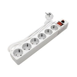 Фильтр сетевой 6 гнезд 967U-3003, ПВС 3х0,75, 2200Вт, 10А, 3м, белый