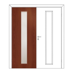 Полотно дверное ответка Olovi, со cтеклом, итальянский орех, б/п, с/ф (L2 600х2000 мм)