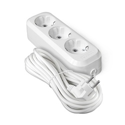 Удлинитель бытовой 9631979, 3 гнезда, ПВС 3х1, 2300 Вт, с/з, 7 м, белый