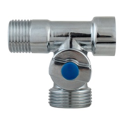 Кран шаровый трехпроходной Klip 5005, 1/2"х3/4"х1/2" Н/Н/В, бабочка