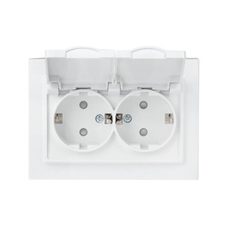 Розетка с/у Минск ERR16-129-200-44, 2 гнезда, с/з, з/ш и крышкой, IP44, белая